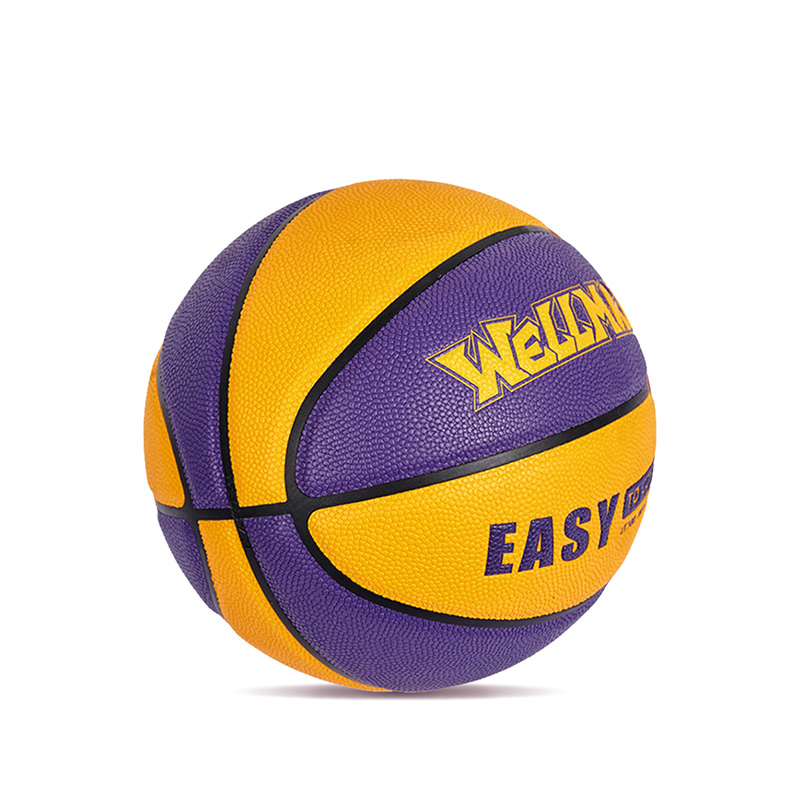 Aangepast logo kleurblokkeerde vocht-absorberende pu lederen zachte basketbalbal voor tiener volwassene